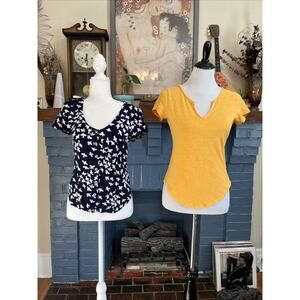 Maeve by Anthropologie Pilcro XS Size 0 Tops T Shirt Lot of 2 Boho Bird Print